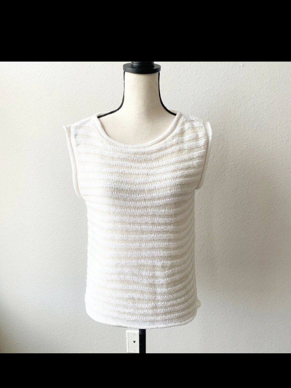 Theory New with Tags Soft Open-Knit Striped Sleeveless Sweater Shell Small